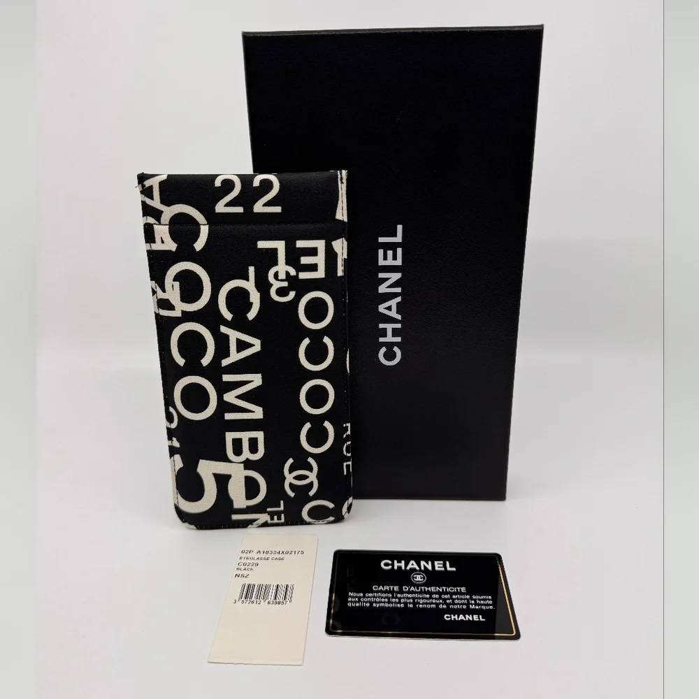 Chanel Black Rue 31 Cambon Print Canvas Sunglasses Pouch